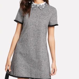 Collar Fringe Trim Dress